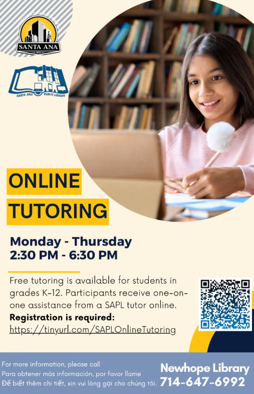 Santa Ana Public Library Tutoring